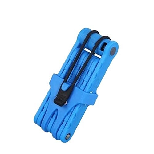 Bike Lock : Safety MTB Folding Bike Lock Professional Anti-theft Metal Foldable Bicycle Lock Keys Password Anti-cut (Color : Blue)