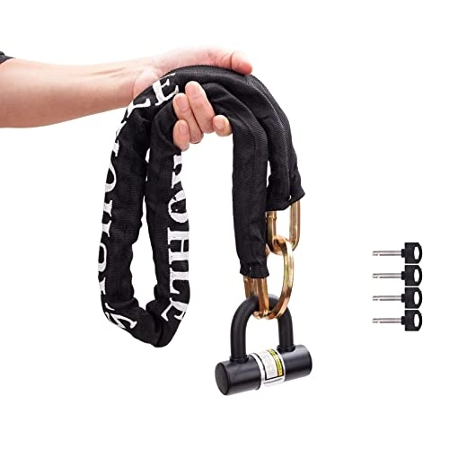Bike Lock : Sauhohle Motorcycle Chain Locks 4ft Heavy Duty Square Link Bicycle Chain Lock Gold Lock for Motorcycles, Scooters, Gates and More