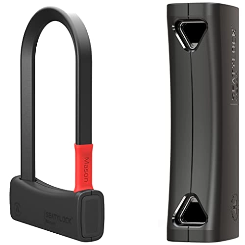 Bike Lock : Seatylock Mason Bike U Lock - Patented Heavy Duty Anti Theft Diamond Secure ULock - Ultra Security Bicycle Safety Tool with Keys for City Electric or Mountain Bikes and Scooters (7.1 Inch)