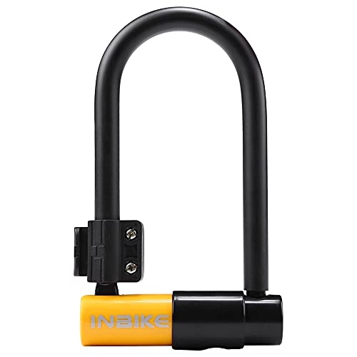 Bike Lock : Security lock Bicycle Lock With Key U Lock Bike Lock Anti-Theft Secure Lock with Mounting Bracket For Bicycle Accessories For Bicycle Durable and easy to install. (Color : Yellow lock)