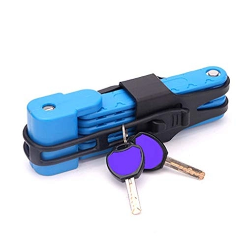 Bike Lock : SEHNL Foldable Bicycle Anti-Theft Lock Compact Extreme Bike Security Chain Lock (Color : Blue)