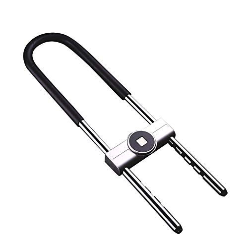 Bike Lock : Seino U-shaped Bicycle Fingerprint Lock Intelligent APP Lock Office Shop Glass Door Lock Double Push Extended Anti-shear Lock Black