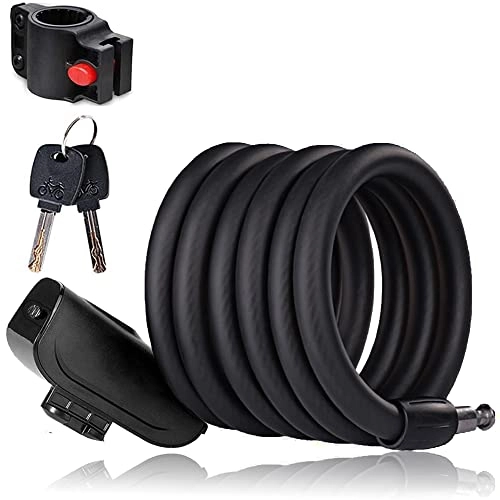 Bike Lock : SenluKit Bicycle Lock Security Level Very High Spiral Cable Lock Bicycle Scooter Lock Cable Lock Bicycle Lock with Key Anti-Theft Bicycle Lock 180 cm