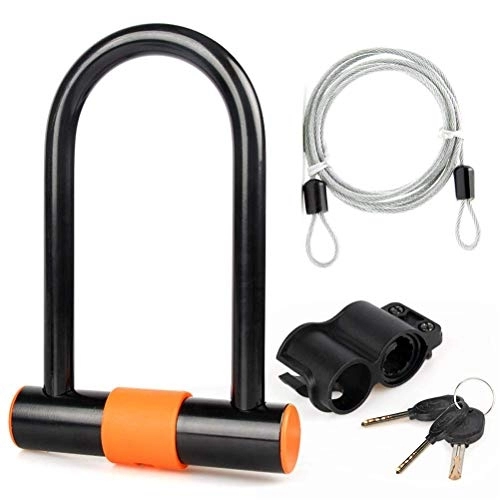 Bike Lock : SGSG Bicycle Cable Locks, High Security U-Lock with Mounting Bracket Cycling Lock Cable High Security Cable Chain Lock, for Bicycles Scooter Strollers Motorbike, 1.5M Cable