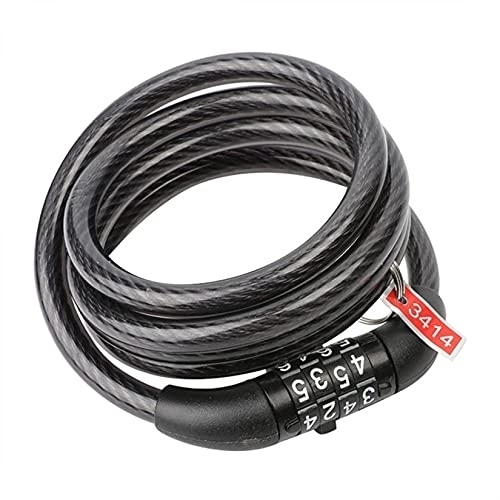 Bike Lock : SHJMANPA 3.2 Feet Bike Cable Lock, 4 Digit Security Resettable Combination Coiling Cable Bike Locks Fixed Password Anti-theft Security