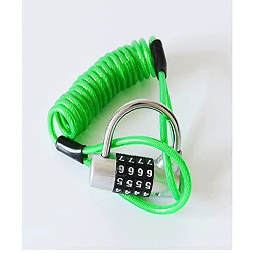 Bike Lock : SHUTING2020 Cable Lock, Helmet, Luggage Lock, Portable Bicycle Lock, Lock Head, Cable Can Be Used Separately (Color : Green)