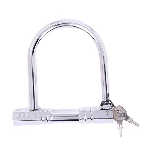 Bike Lock : Single open U-type lock, anti-hydraulic shear electric car anti-theft lock, motorcycle lock, bicycle lock Silver