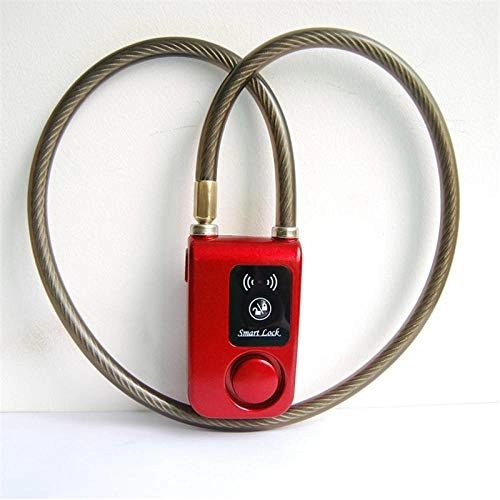 Bike Lock : SlimpleStudio Bike Lock Intelligent Control Smart Alarm Bluetooth Lock Waterproof Alarm Bicycle Lock Outdoor Anti Theft Lock-Black bicycle lock (Color : Red)