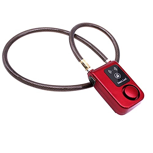 Bike Lock : Smart Bluetooth Bike Lock, 80 cm Smart Keyless Bluetooth Bicycle Alarm Lock with 115 Decibel Alarm, IP55 Waterproof Function, Suitable for iOS and Android Systems (Red)