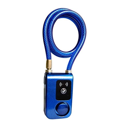 Bike Lock : Smartphone APP Control Smart Alarm Bluetooth Lock Waterproof 110dB Bicycle Lock Outdoor Anti-Theft Lock (Color : Bule)