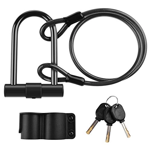 Bike Lock : SNOWINSPRING Bike U Lock with Cable, Anti-theft Bicycle D Lock with Steel Cable Mounting Bracket for Road / Mountain Bike, Motorcycle