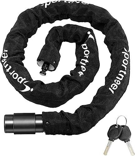 Bike Lock : Sportneer Bike Lock Chain 3.2 FTx0.32'' Thick Heavy Duty Anti-Theft Anti-Cut Uncuttable High Security Bicycle Chain Lock Bike Lock Portable Strong with 2 Keys for Scooters, Mountain Bikes, Motorbikes