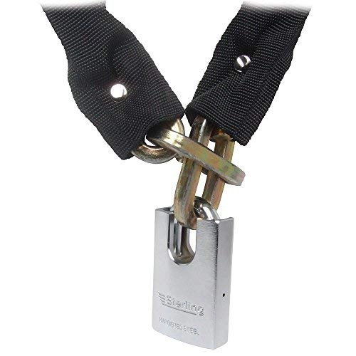 Bike Lock : Sterling 100SSP 10mm x 1.0mtr Sold Secure Chain & 50mm Solid Steel Closed Shackle Padlock Set, 1.0m Gold
