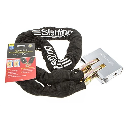 Bike Lock : Sterling 150ASP 10 mm x 1.5 m Case Hardened Chain and 92 mm Double Slotted Armoured el Padlock Set