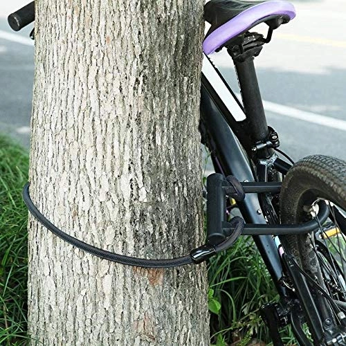 Bike Lock : Strong and sturdy Bicycle U-lock Road Bike Bicycle Anti-hydraulic Cable Lock Anti-theft Heavy Duty Cable Lock Security (Color : Black)