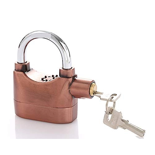 Bike Lock : Strong and sturdy Black Padlock Anti-Theft Security System Lock With Alarm for Bicycle Door Security (Color : Rose Gold)