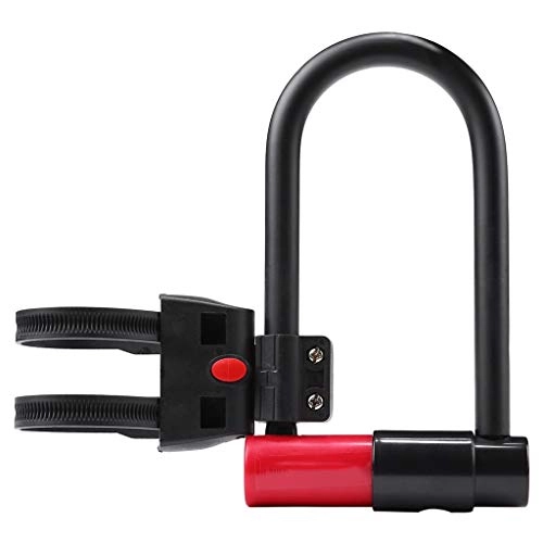 Bike Lock : Style wei Bicycle U Lock with Mounting Bracket and Bicycle Shackle Anti-theft Heavy Bicycle U-lock (Color : Red)