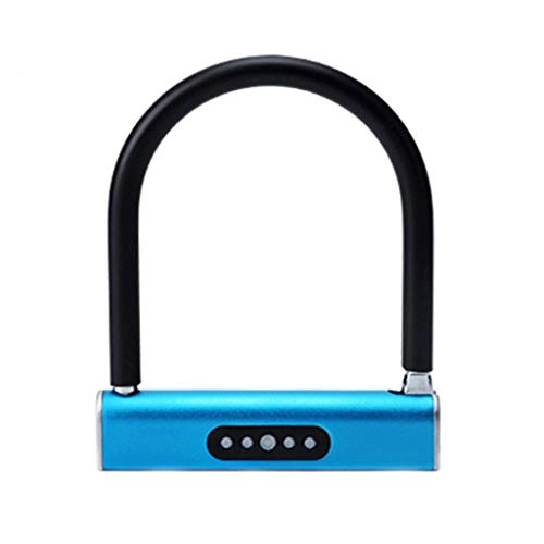 Bike Lock : Style wei Security U Lock Smart Lock Metal Waterproof U Lock Anti-theft Bicycle Smart Lock (Color : Blue)