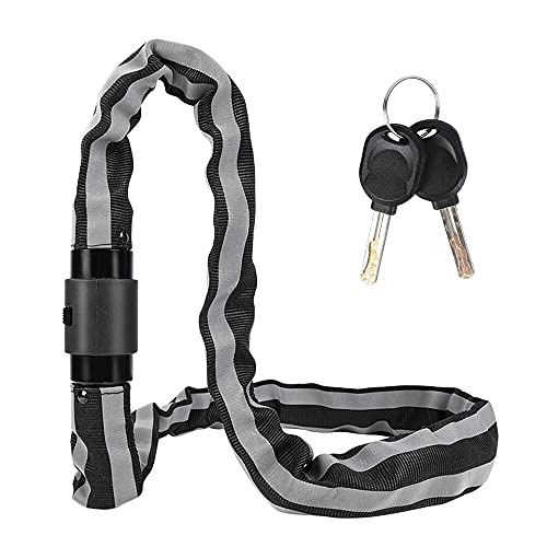 Bike Lock : SUNYUN Bike Lock, 6 mm Thick 100 cm Long Steel Bicycle Chain Lock with Key Reflective Security Anti-Theft Chain Cable Lock with Waterproof Cover 2 Copper Keys Included