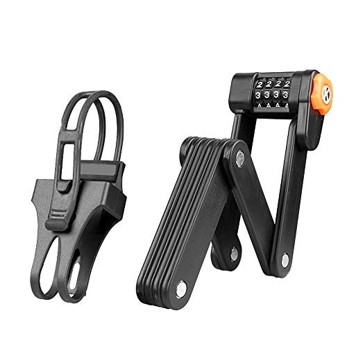 Bike Lock : SUNYUN Folding Lock, Portable 4-Digit Passwords Bike Lock with 6 High Security Hardened Metal Joints, Anti-theft Heavy Duty Alloy Steel Foldable Lock with Mounting Bracket