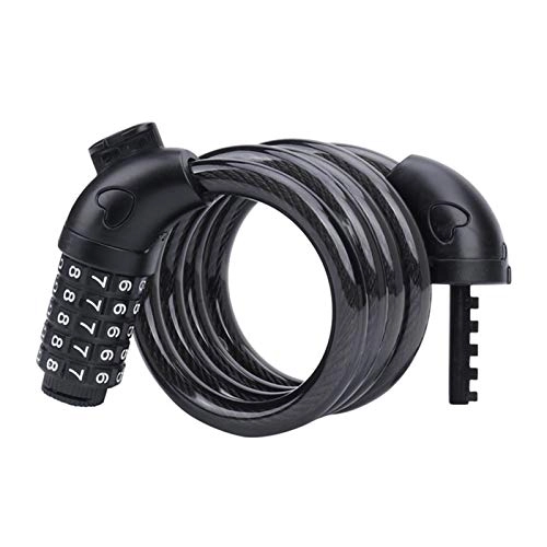 Bike Lock : Tbagem-Yjr Bicycle Chain Locks, Cycling Cable Locks 5-Digit Combination Padlocks Security Padlock (Color : Black)