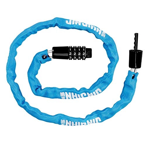 Bike Lock : TEET Bicycle Lock 100CM Alloy Steel Chain Bike Lock Four-digit Code Anti-theft Bicycle Security Lock Square-Link For All Bicycle Motorbike Gate Fence Garage (Size:100cm; Color:Sky Blue)