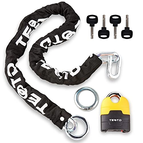 Bike Lock : TEOOTD Bike Chain Lock 4ft Cut Proof Anti Theft Motorcycle Chain Locks Heavy Duty Security Bicycle Lock with U Lock, Anti Rust Hard Moped Lock with 4 Keys for Scooter, Gates(Updated Version)