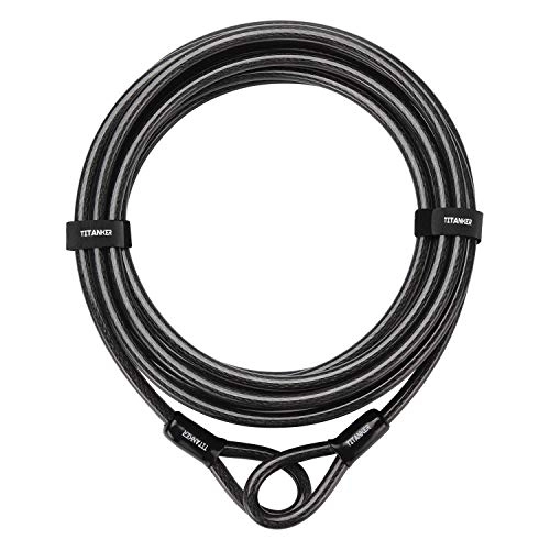 Bike Lock : Titanker Bike Steel Cable, Thick Security Vinyl Coated Flexible Steel Cable with Loop End (10mm-30ft)