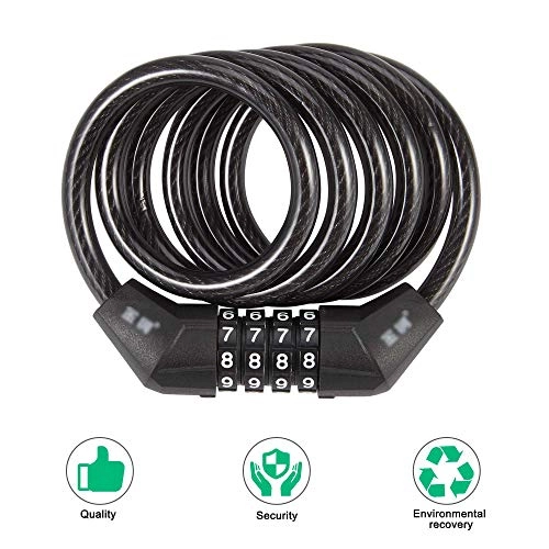 Bike Lock : TOMALL Anti-Theft Lock for Xiaomi M365 Ninebot Scooter High Security Steel Cable Password Lock Outdoor 4-Digit Password Resetable Code Lock for Mountain Bike Motorcycle Bike