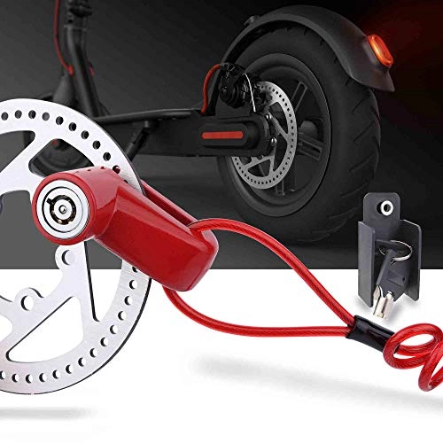 Bike Lock : TOMALL Red Disc Brake Lock Anti-theft Steel Wire Lock For Xiaomi Mijia M365 Motorcycle Bicycle Wheels Locker With Reminder Rope