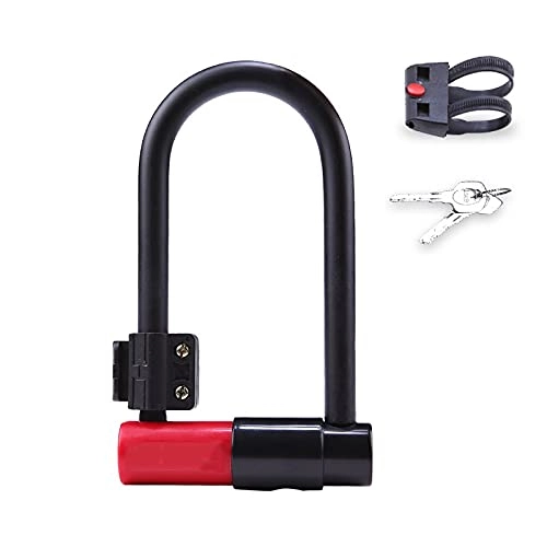 Bike Lock : TUAN Bike U Lock, Heavy Duty Steel Security Cable U-Lock Set with Key Anti-theft Bicycle Lock for Cycling MTB Road Bike Scooter (Color : Red u lock)