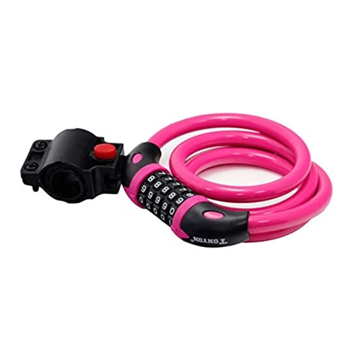 Bike Lock : TUITUI Huan store 1Pcs Bike Lock High Security 5 Digit Resettable Combination Coiling Cable Lock For Bicycle 1.2mx12mm (Color : Red)
