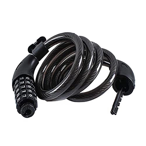Bike Lock : TUITUI Huan store 5 Digit Combination Steel Cable Mountain Bicycle Bike Safety Anti-Theft Lock Bicycle Accessories Replacement Parts (Color : Black)