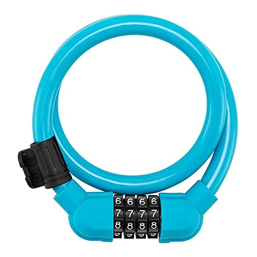 Bike Lock : TUITUI Huan store Anti-theft 4 Digit Password Bicycle Locks For Scooter Motorcycle Portable MTB Road Steel Cable Locks Accessories With Bracket (Color : Blue)