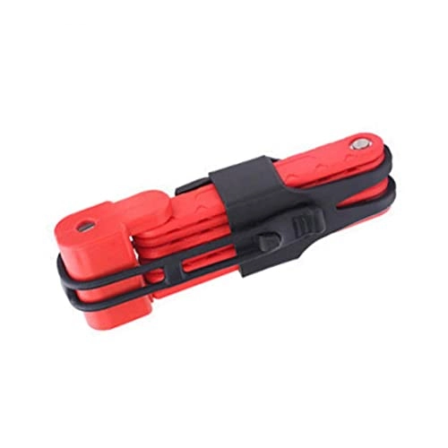 Bike Lock : TUITUI Huan store Bicycle Lock Bicycle Folding Lock Anti-theft Safety MTB Mountain Bike Electric Motorcycle Joint Security Locks Cycling Equipment (Color : Red)