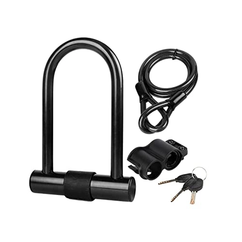 Bike Lock : TUITUI Huan store Bicycle Safety Lock Heavy Duty Security U Shape Lock Steel Cable Motorcycle Anti-Theft U Lock For Cycling Bicycle Accessories (Color : Black)