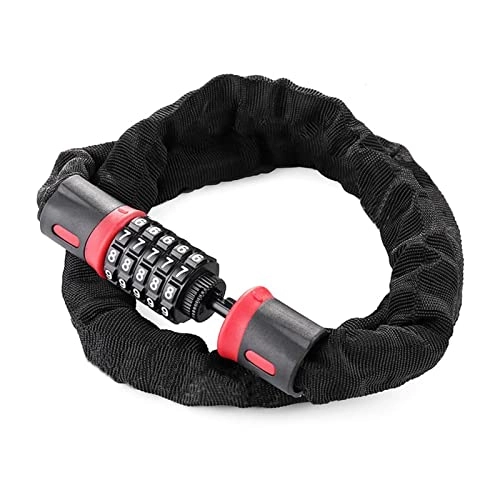 Bike Lock : TUITUI Huan store Bike Chain Lock 5-Digits Code Anti-Theft Password Bicycle Lock Portable Steel Alloy Cable Code Lock For Cycling Bike Accessories (Color : Red)