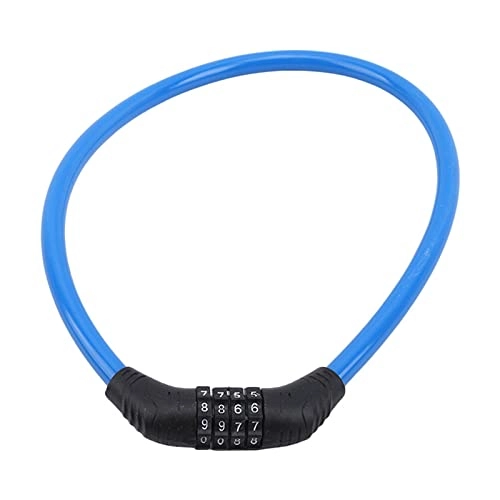 Bike Lock : TUITUI Huan store Bike Safety Lock 4 Digit Combination Password Cycling Security Bicycle Cable Steel Wire Chain Locks Bicycle Accessories (Color : Blue)
