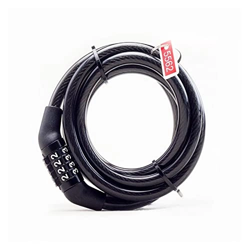 Bike Lock : TUITUI Huan store Code Password Theft Spiral Steel Cable Universal Protective Bicycle Lock Stainless SteelCable Coil Bicycle Accessories Bike Lock (Color : Black)