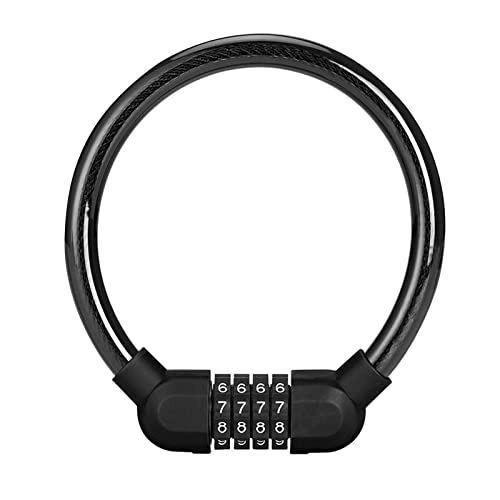 Bike Lock : TUITUI Huan store Mountain Bike Bicycle Lock Electric Stainless Steel Password Fixed Portable Anti-Theft Steel Wire Chain Lock (Color : Black)
