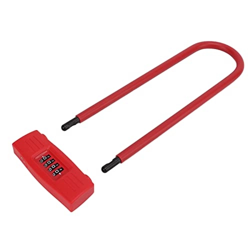 Bike Lock : U Lock, Red High Strength 4 Digit Combination Long Shackle Resettable Padlock Anti Theft for Motorcycles for Bicycle for Electric Scooter