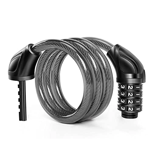 Bike Lock : U Lock Shackle, Bike Lock, Bike Lock Cable, Bike Combination Lock, High Security 4-5 Digit, Thickened Steel Cable Lock, Anti-theft, Coiled Secure Resettable, 4 Sizes (Color : 65cm / 26in)