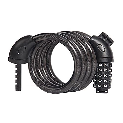 Bike Lock : U Lock Shackle, Bike Lock, Bike Lock Cable, Bike Locks Portable Combination Lock Steel Chain Cable Lock, Coiled Secure Resettable, 5 Digit, 120cm / 48in, 2 Keys / 10 Styles