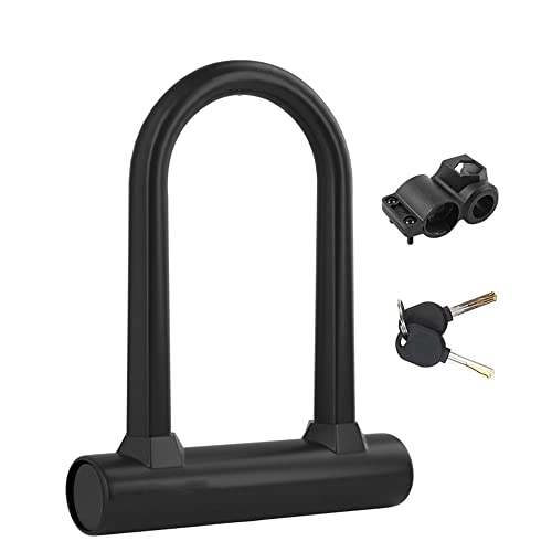 Bike Lock : U Lock Shackle, Bike Lock, Bike Lock Cable, Bike U Lock With Cable, Bicycle Lock Key X2, Anti-theft, With Mounting Bracket, Anti-scratch Coating, Black / green (Color : Black, Size : A)