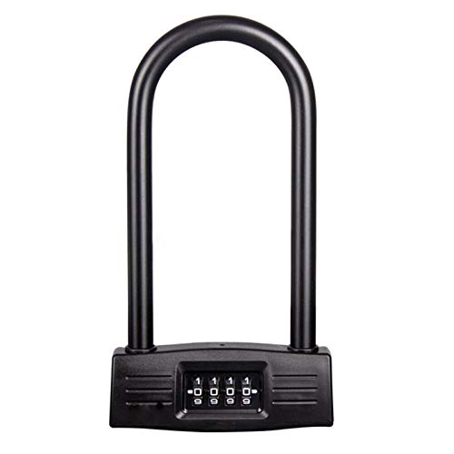 Bike Lock : U-Locks Bicycles U Lock Heavy Duty Anti-Theft Bike Combination Lock Lock For Bike Motorcycles，u Lock Mount (Color : Black)