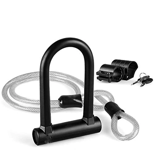 Bike Lock : U-Locks Bike U Lock Anti-theft MTB Road Bike Bicycle Lock Cycling Accessories Heavy Duty Steel Security Bike Cable U-Locks Set U-Lock (Color : Set)