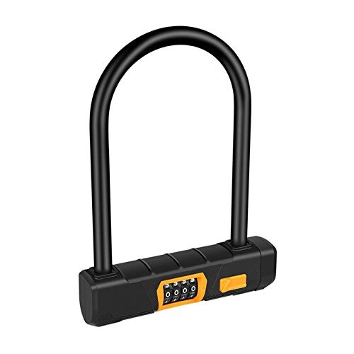 Bike Lock : U-Locks Heavy Duty D Lock 4 Digit Code Combination Bike Motorbike U Lock Bicycle Safety High Strength Alloy Steel With PVC Shell，u Lock Mount