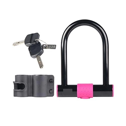 Bike Lock : U-Shaped Bicycle Lock Anti-Theft Powerful Motorcycle Electric Car Lock Aluminum Alloy Safety Bicycle Lock with Key (Color : Red)