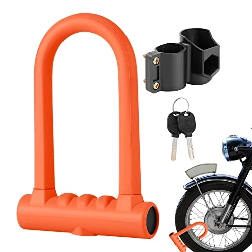 Bike Lock : U-shaped bicycle lock, robust silicone bicycle lock, anti-theft, the motorcycle locks the zinc alloy steel shackle core with the protection increased by mounting bracket of 2