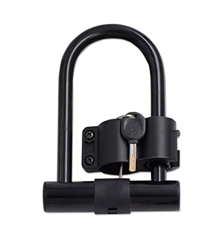 Bike Lock : U-shaped Lock Bicycle Safety Lock With Key Electric Car Motorcycle Anti-theft Lock Acessorios Bike (Color : Black, Size : 19.5x7.3cm)